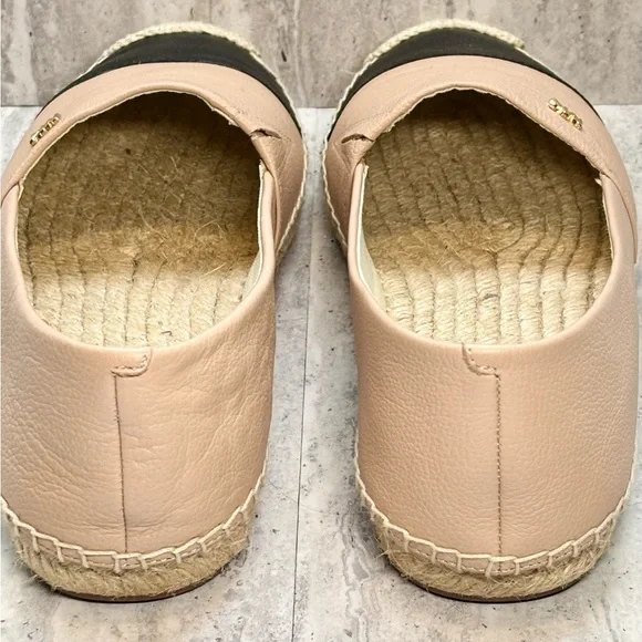 Michael Kors Blush Pink Black Leather Kendrick Slip On Espadrilles Flats 8.5M - Picture 6 of 10